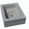 Fregador de piedra natural en blanco. Funcional y estético, solo su material ya aporta protagonismo.