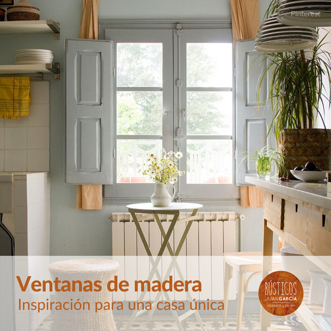 ideas decorativas con ventanas de madera rústicas