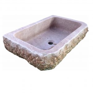 fregadero lavabo piedra rosa abujardado