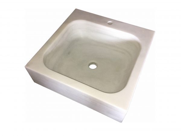 lavabo mármol blanco macael con agujero para grifo