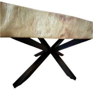 Mesa Rústica Ovalada con Loncha de Madera Maciza Samanea Saman con Pata de Hierro - Imagen 3